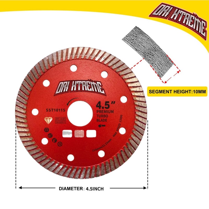 ORIXTREME 4 1/2 Inch Diamond Saw Blade 3Pcs, Turbo General Purpose Blade Dry/Wet Cutting Concrete, Masonry, Brick, Block,7/8"-5/8” Arbor - Image 2